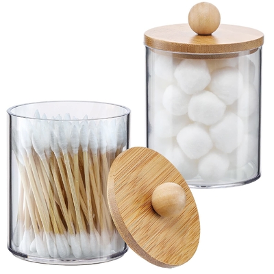 MEDICAL KIT Multifunction Cotton Swab Holder Dispenser Storage Tank With Bamboo Lids