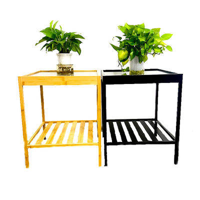 Iron Glass Bamboo Rattan Bedside Table Nightstand ODM