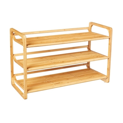 Rectangle Multifunctional Household Bamboo Shoe Shelf With Handles Customized Logo