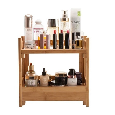 Solid Bamboo Counter Standing Rack 2 Tier for Kitchen Bathroom Cosmetic Storage Shelf