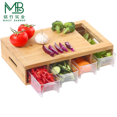 Wholesale Eco-Friendly Bamboo Cutting Board With 4 Trays For Apartment Kitchen