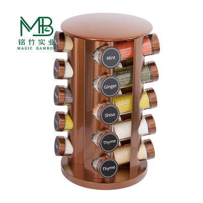 Wholesale 360° Rotatable Bamboo Spice Bottle Storage Rack For Hotel Kitchen
