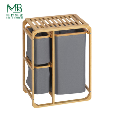 Bamboo Bedroom Storage Rack With Multipurpose Storage Bags