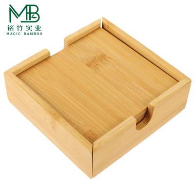 Natural Bamboo Coaster Set with Storage Box for Cups Mugs Bowls Dishes