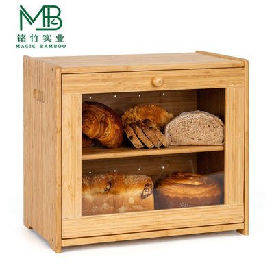Multifunctional Double-layer Bamboo Storage Box For Bread Storage
