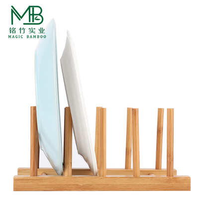 Bamboo Dish Storage Drying Rack For Kitchen Cabinet