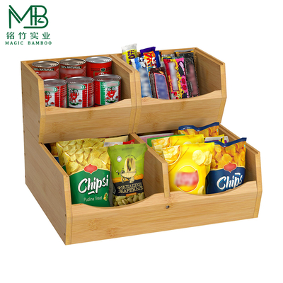 4-piece Bamboo Multi-layer Vegetable Storage Box For Kitchen